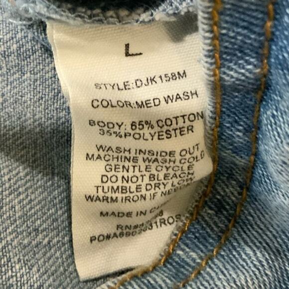 Cavalini Denim Collection Cropped Jean Jacket Womens L Trucker Mid Wash Casual - Picture 5 of 8